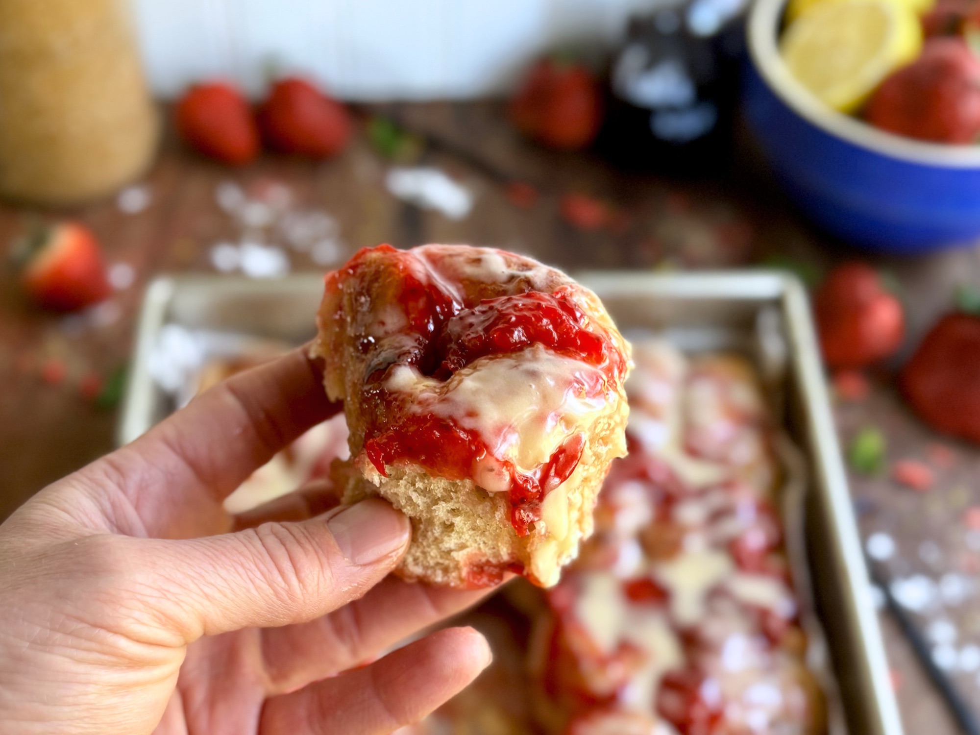 Strawberry Shortcake Pull-Apart Focaccia (Sourdough or Yeast)