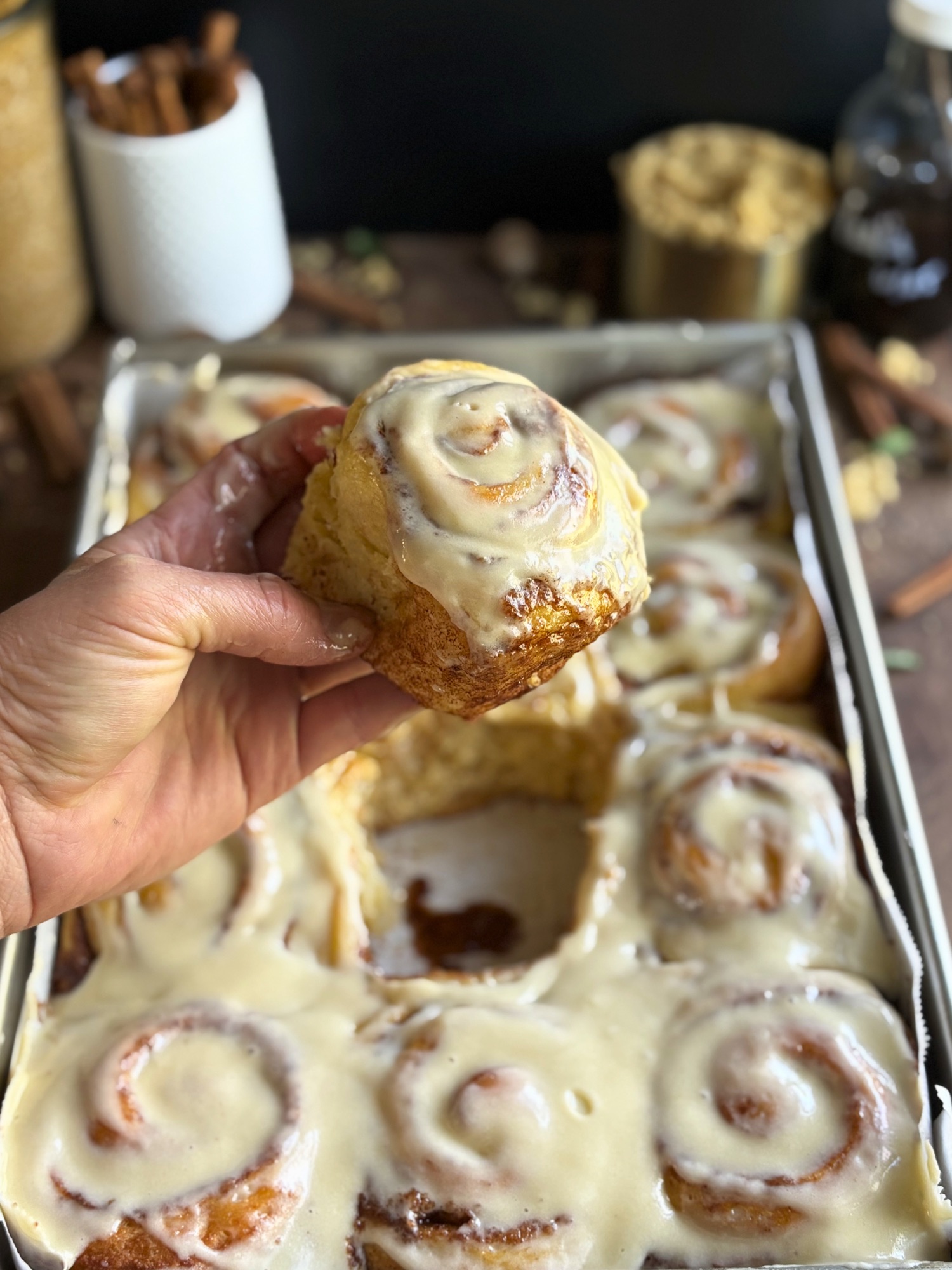 High Protein Cinnamon Rolls with Greek Yogurt (Fluffy Yeasted Dough)
