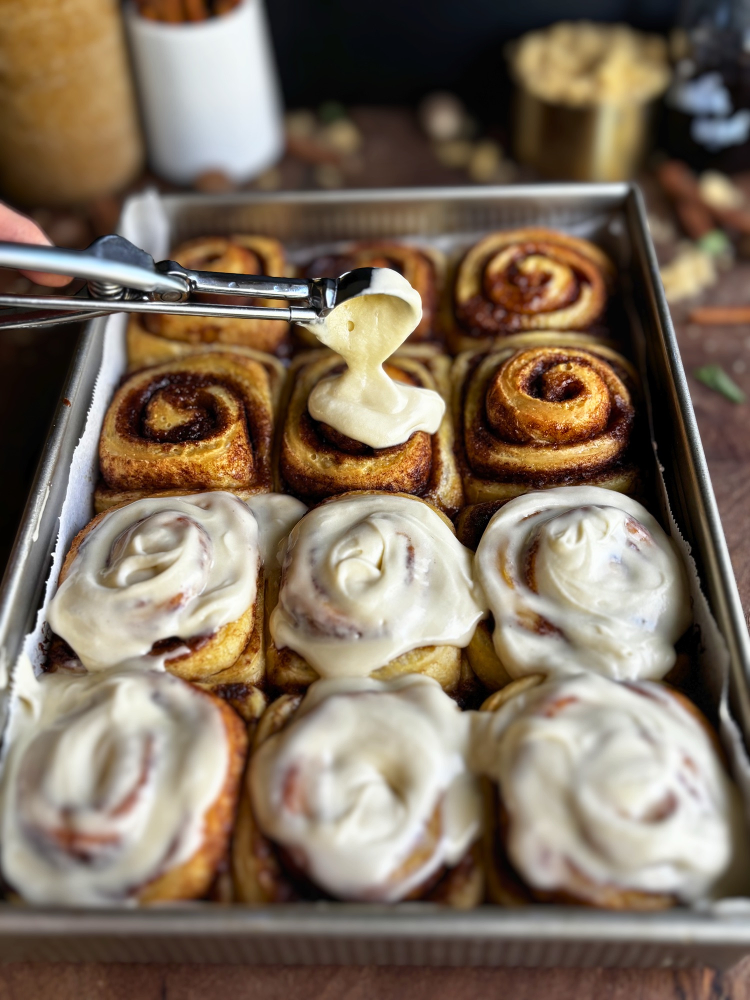 High Protein Sourdough Cinnamon Rolls with Greek Yogurt
