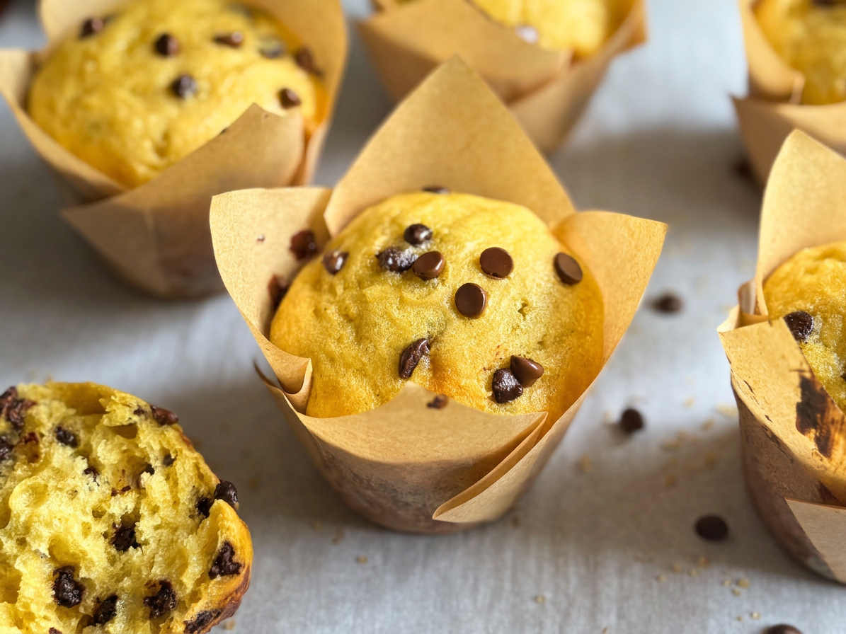 High Protein Sourdough Chocolate Chip Muffins