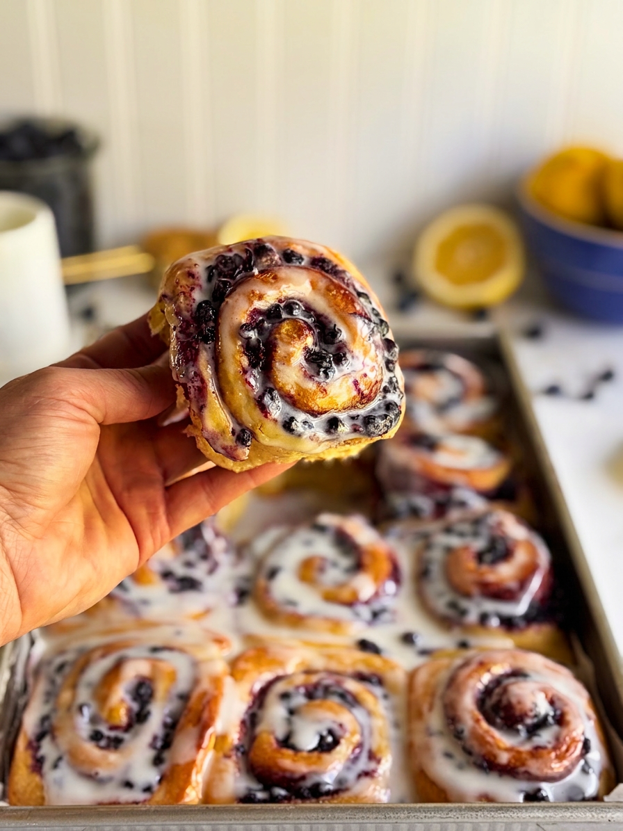 Lemon Blueberry Rolls with Greek Yogurt (Yeasted)