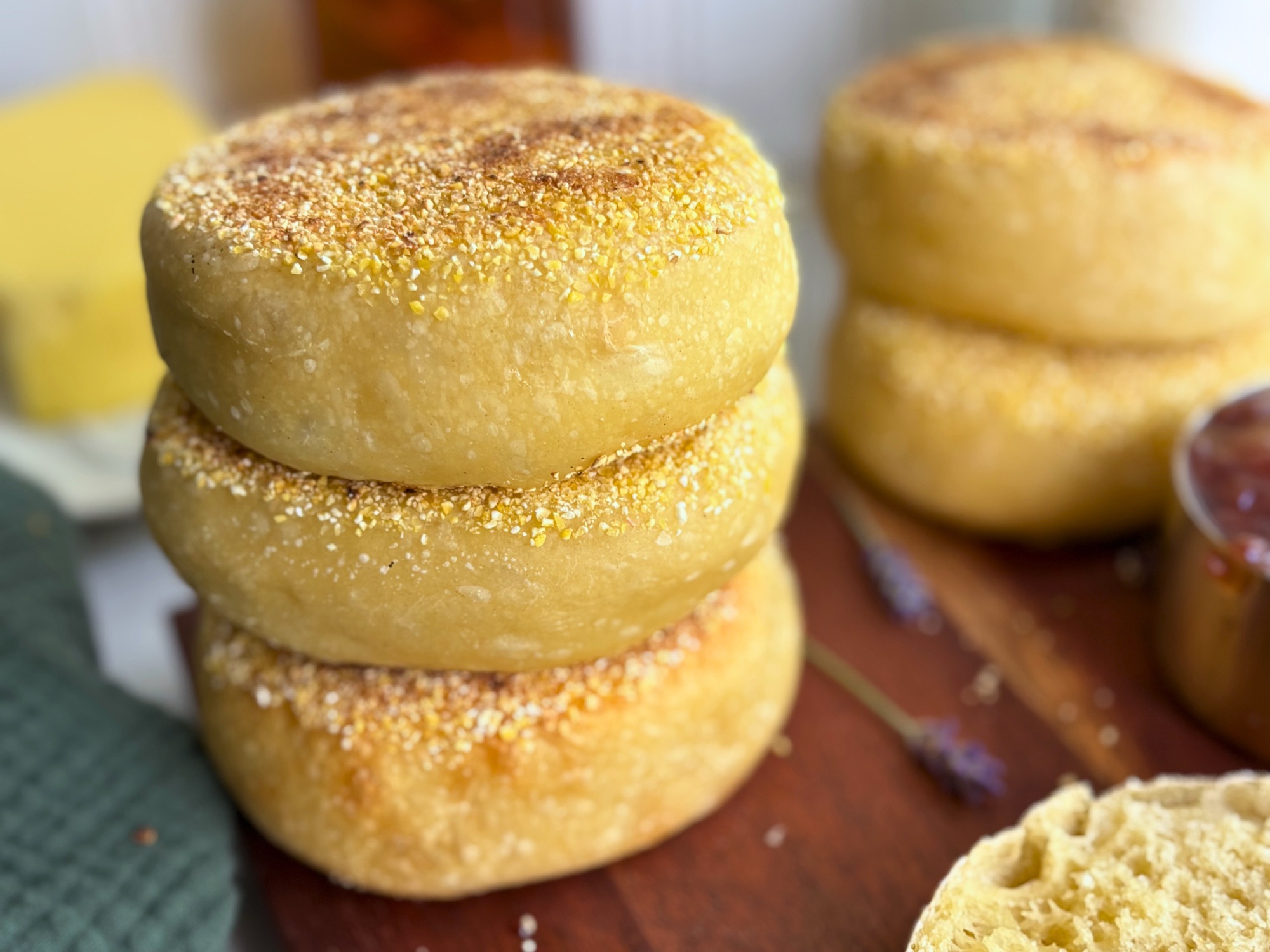 High Protein Sourdough English Muffins