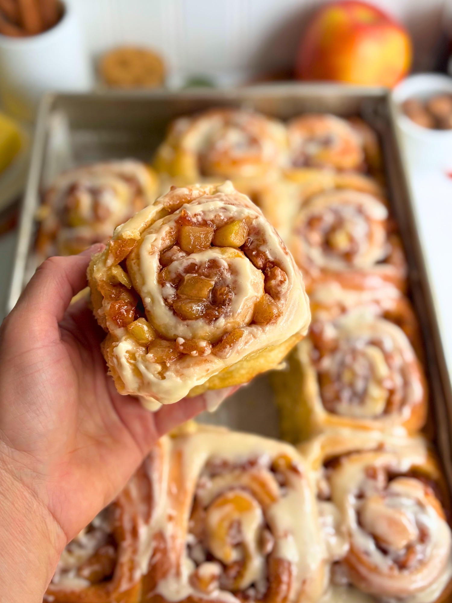 High Protein Caramel Apple Sourdough Sweet Rolls